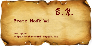 Bretz Noémi névjegykártya